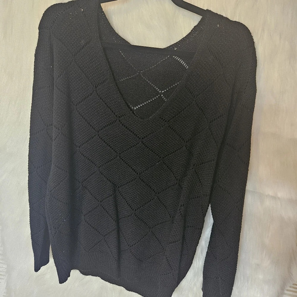 Shein Soft V-Neck Open Knit Sweater - Picture 2 of 6